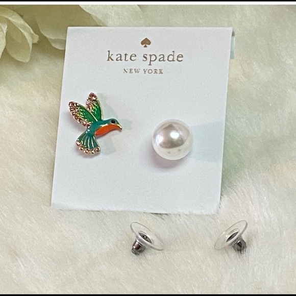 NEW KATE SPADE ♠️ REVERSIBLE SCENIC ROUTE HUMMINGBIRD EARRINGS - Picture 4 of 6